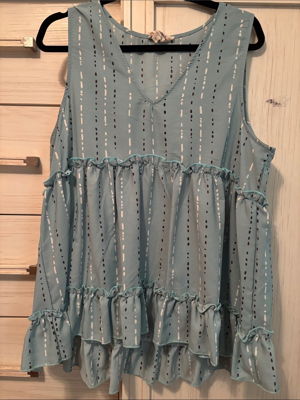 Women's Light Blue Printed Ruffle Camisole